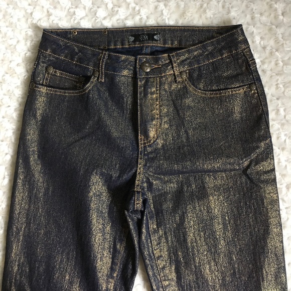 🎉HP🎉 New Tru Luxe Gold Tone Dark Wash Jeans 29/8 - Picture 3 of 9